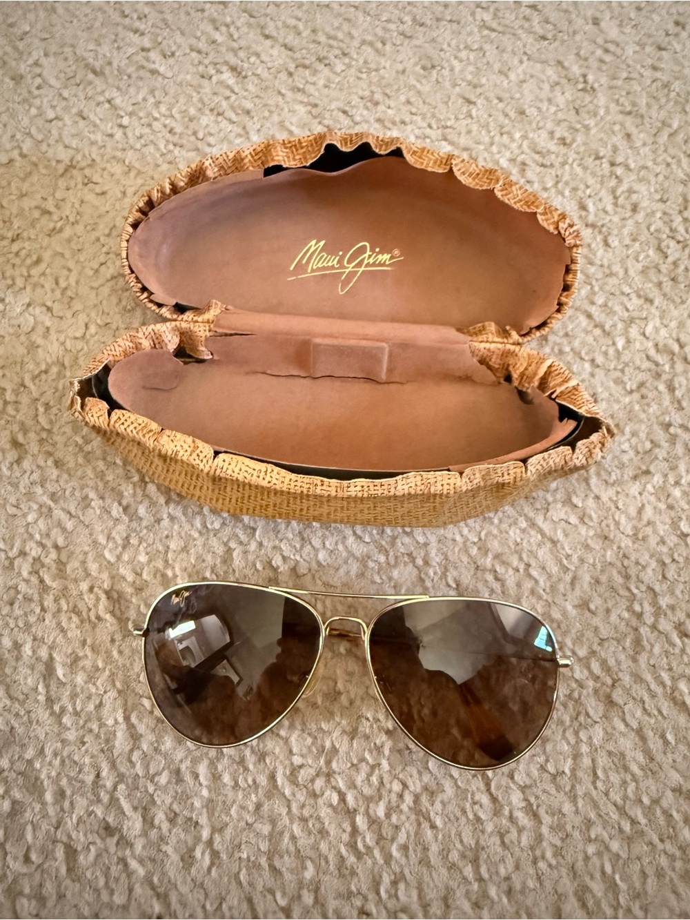 Maui Jim Gold Aviator Sunglasses with Brown Lenses - Picture 3 of 5